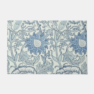 William Morris Beautiful floral pattern, blue,rose Doormat
