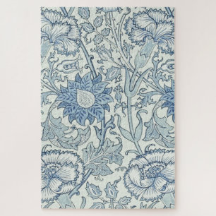 William Morris Beautiful floral pattern, blue,rose Jigsaw Puzzle