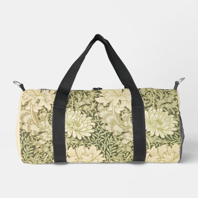 William Morris Beige Floral Gym Women's Bag (Front)