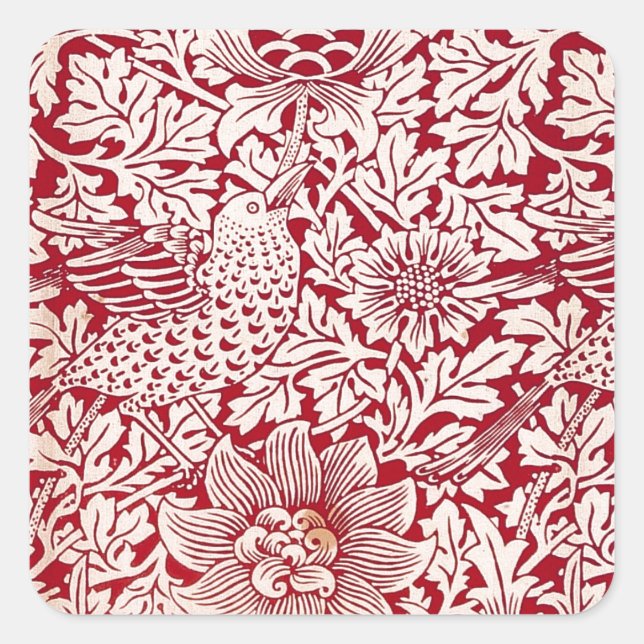 William Morris Bird and Anemone Square Sticker (Front)