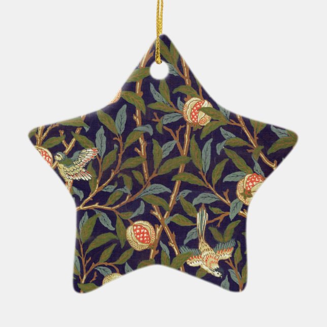 William Morris Bird And Pomegranate Ceramic Tree Decoration (Front)