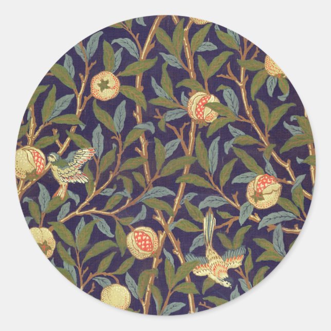William Morris Bird And Pomegranate Classic Round Sticker (Front)