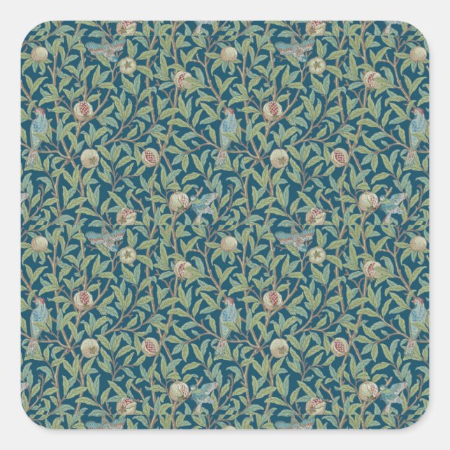 William Morris "Bird and Pomegranate"  Square Sticker (Front)
