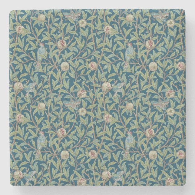 William Morris "Bird and Pomegranate"  Stone Coaster (Front)