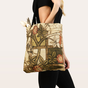 William Morris Bird on Trellis, Earthy Cottagecore Tote Bag
