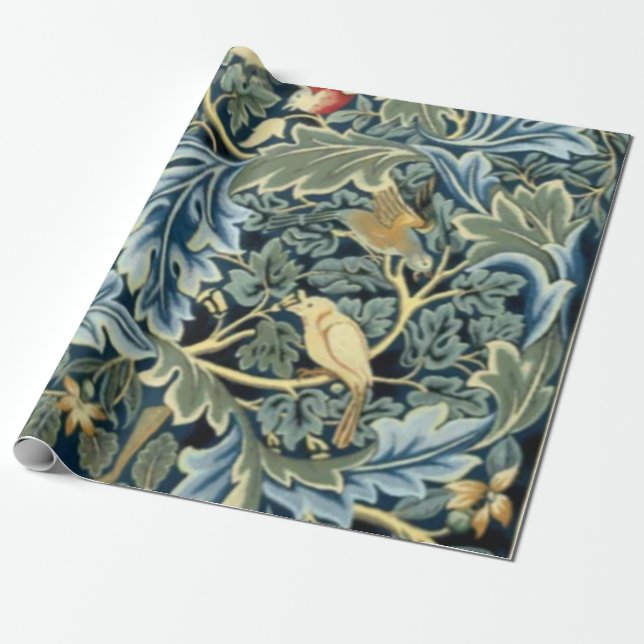 William Morris Birds and Acanthus Wrapping Paper (Unrolled)