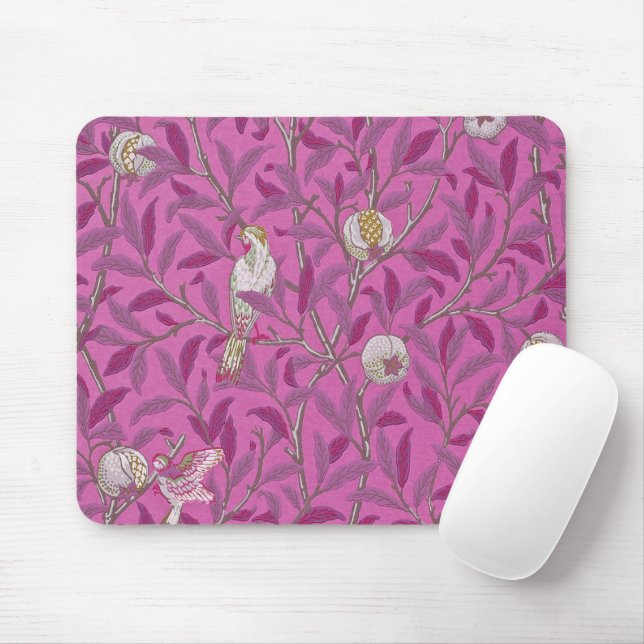 William Morris, Birds and Pommegrenates - Pink Mouse Pad (With Mouse)