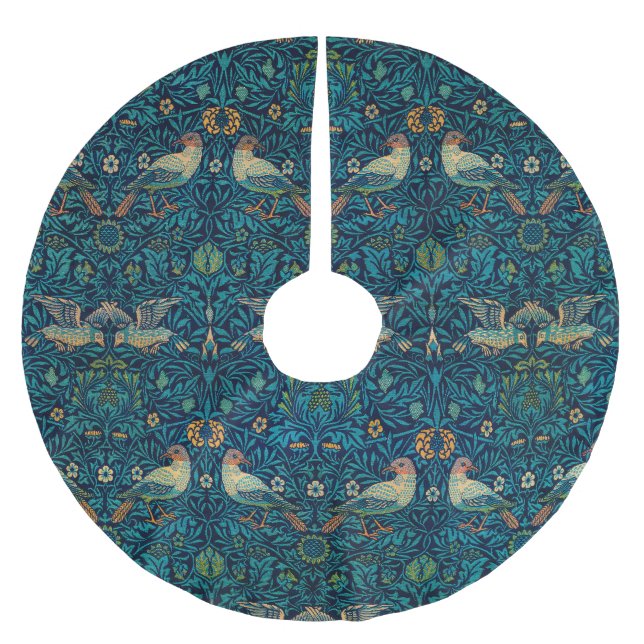 William Morris Birds Art Nouveau Floral Pattern Brushed Polyester Tree Skirt (Front)