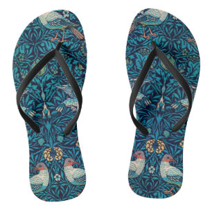 William Morris Birds Art Nouveau Floral Pattern Jandals