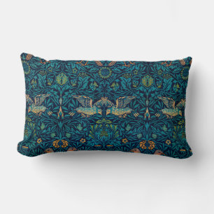 William Morris Birds Art Nouveau Floral Pattern Lumbar Cushion