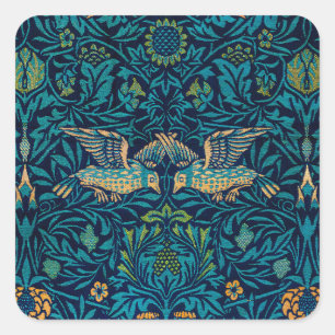 William Morris Birds Art Nouveau Floral Pattern Square Sticker