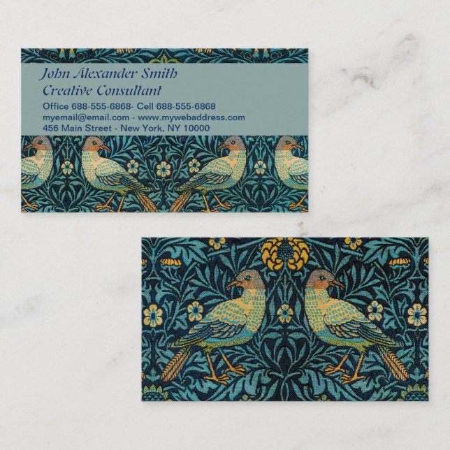 William Morris Birds & Floral Pattern Business Card (Front/Back)