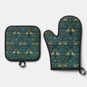 William Morris Birds & Floral Pattern Oven Mitt & Pot Holder Set
