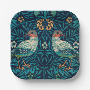 William Morris - Birds Floral Pattern Splicing Paper Plate