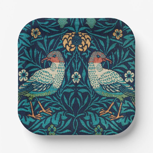 William Morris - Birds Floral Pattern Splicing Paper Plate (Front)