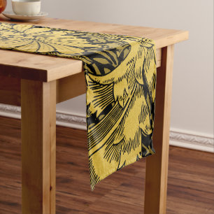 William Morris Black And Gold Floral Pattern Short Table Runner