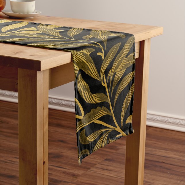 William Morris Black And Gold  Willow Bough Short  Table Runner (In Situ)