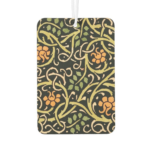 William Morris Black Floral Art Print Design Car Air Freshener (Back)
