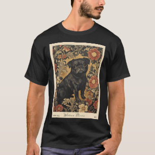 William Morris Black Pug Floral T-Shirt