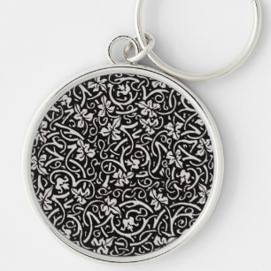 William Morris Black White Grape Vine Art Key Ring