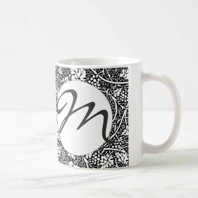 William Morris Black White Grape Vine Coffee Mug (Right)