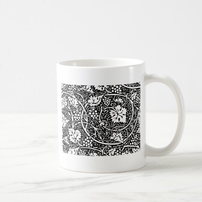 William Morris Black White Grape Vine Coffee Mug (Right)