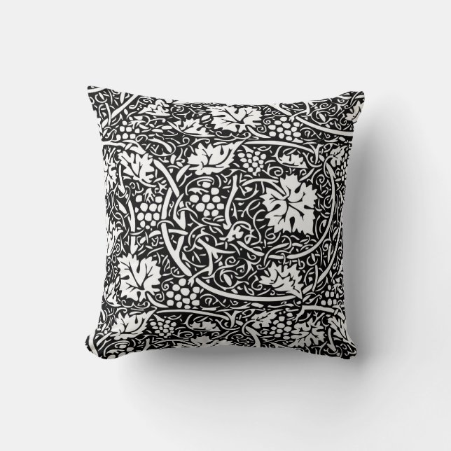 William Morris Black White Grape Vine Cushion (Front)