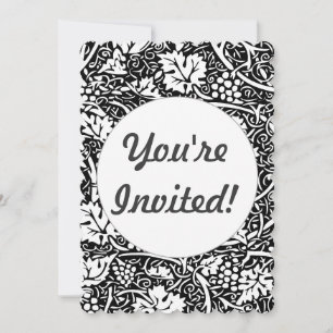 William Morris Black White Grape Vine Invitation