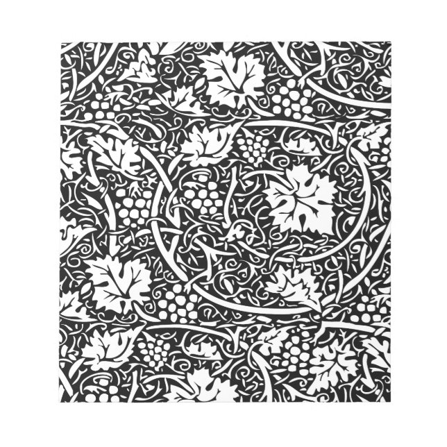 William Morris Black White Grape Vine Notepad (Front)