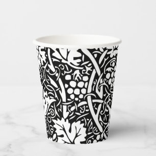 William Morris Black White Grape Vine Paper Cups