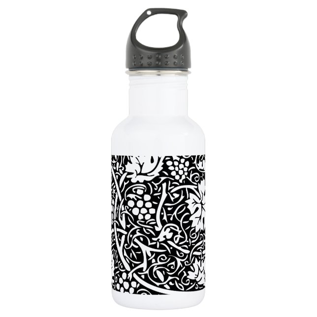 William Morris Black White Grape Vine Pattern 532 Ml Water Bottle (Front)