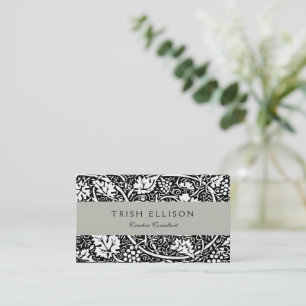 William Morris Black White Grape Vine Pattern Business Card