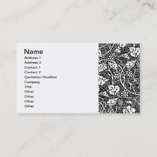 William Morris Black White Grape Vine Pattern Business Card