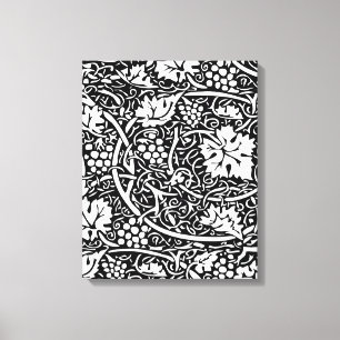 William Morris Black White Grape Vine Pattern Canvas Print