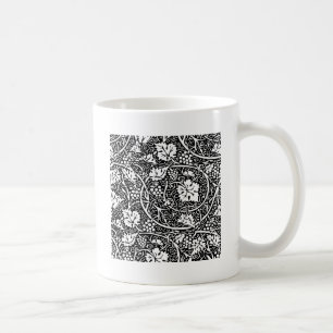 William Morris Black White Grape Vine Pattern Coffee Mug