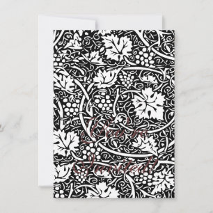 William Morris Black White Grape Vine Pattern Invitation