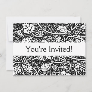 William Morris Black White Grape Vine Pattern Invitation