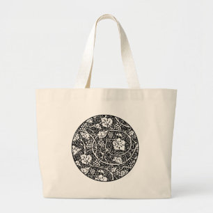 William Morris Black White Grape Vine Pattern Large Tote Bag