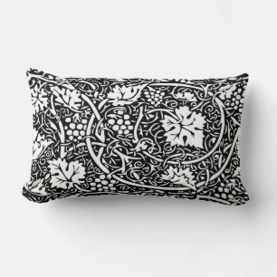 William Morris Black White Grape Vine Pattern Lumbar Cushion