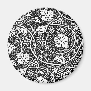 William Morris Black White Grape Vine Pattern Magnet