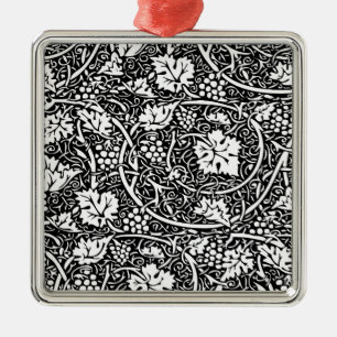 William Morris Black White Grape Vine Pattern Metal Tree Decoration