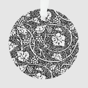 William Morris Black White Grape Vine Pattern Ornament