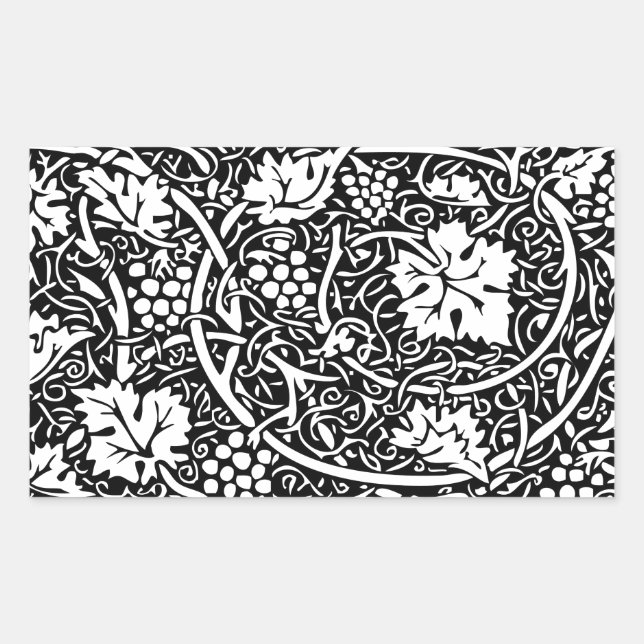 William Morris Black White Grape Vine Rectangular Sticker (Front)