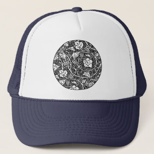 William Morris Black White Grape Vine Trucker Hat