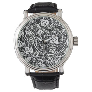 William Morris Black White Grape Vine Watch