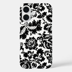 William Morris Black White Venetian Floral Pattern iPhone 16 Case