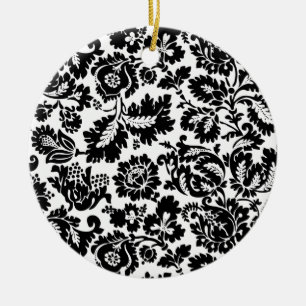 William Morris Black White Venetian Floral Pattern Ceramic Tree Decoration