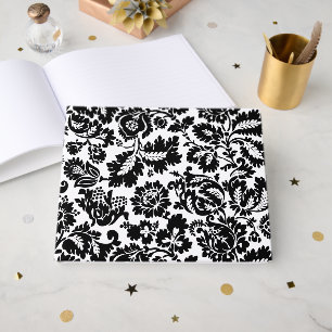 William Morris Black White Venetian Floral Pattern Guest Book