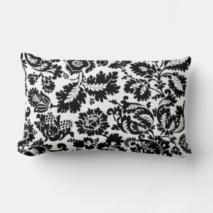 William Morris Black White Venetian Floral Pattern Lumbar Cushion