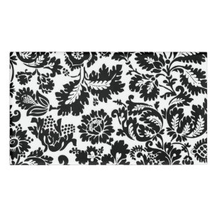 William Morris Black White Venetian Floral Pattern Name Tag